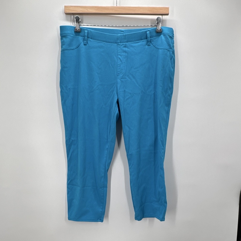Faded Glory Womens Blue Twill Cropped Straight Leg Pants Stretch Pockets Plus